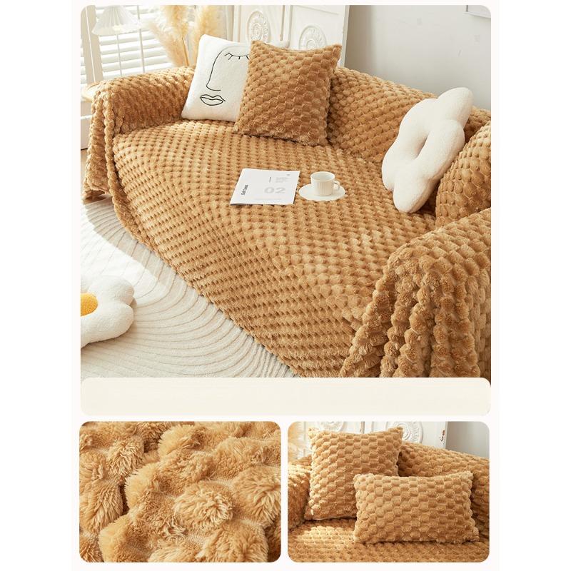 Зимний утолщенный плюшевый чехол для дивана с изображением кролика — фото 5