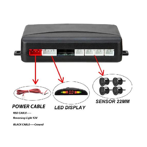 New LED Parking Sensor System Backlight Parktronic Monitor Display Kit Backup Detector Assistant 4 Probes