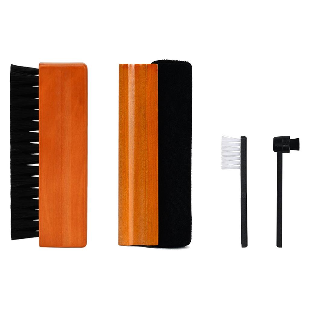 Velvet AntiStatic Cleaning Brush with Ergonomic Wood Handle for Better Sound Quality Needle Cleaning Brush