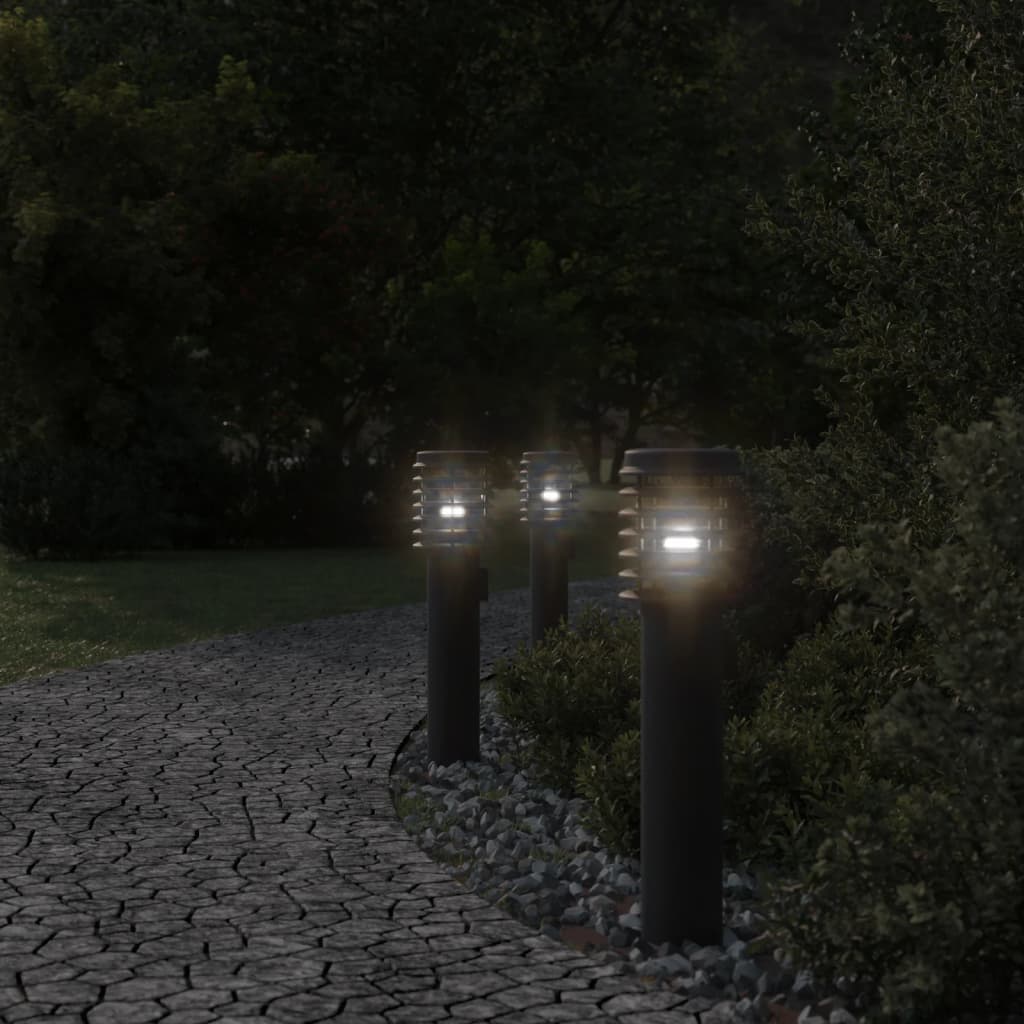 Vidaxl Lampy Ogrodowe Na Słupku, 3 Szt., Czarne, 60 Cm, Stal