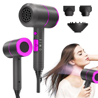 Sèche-cheveux ionique professionnel, puissant, séchage rapide, faible bruit, avec 2 embouts concentrateurs 1 accessoire diffuseur