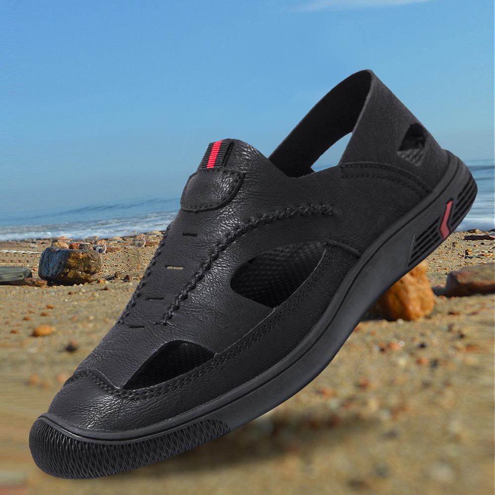 Hollow Men's Sandals Summer New Men's Shoes Breathable Thick-soled Soft-soled Light Casual Going Out Hole Shoes Driving Shoes