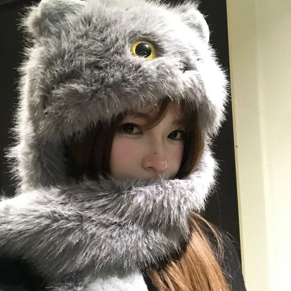 Cute Cat Winter Hat Ear Protection Windproof Hat Thicken Cycling Cap  Women Girls
