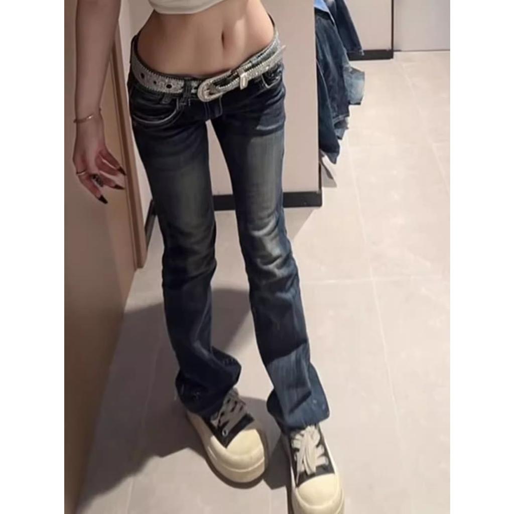 RogueWave American Retro Design Wing Embroidery Low Waist Women Jeans Flared Trousers Y2k Fashion Casual Hot Girl Pants