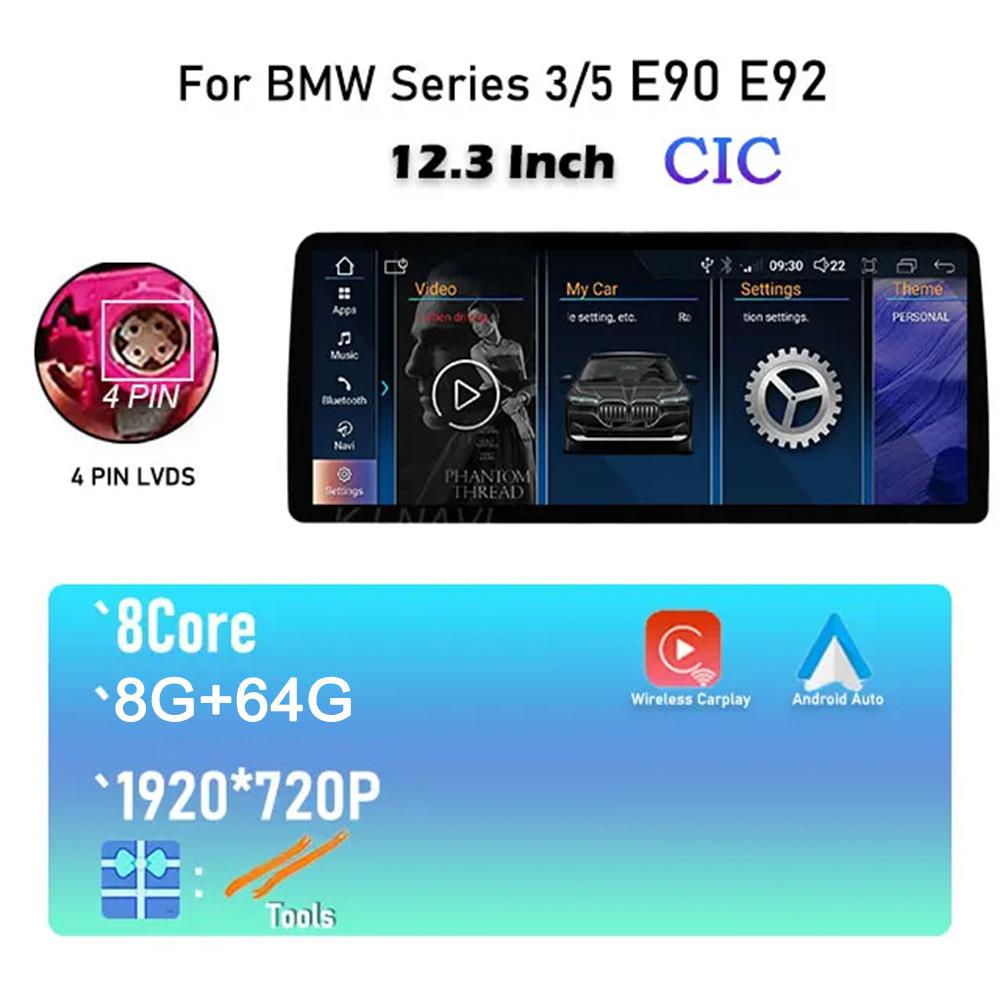 New 12.3 Inch IPS Screen Android 14 For BMW Series 3/5 E60 E61 E90 E92 Car Radio Player Multimedia GPS Navigation Video