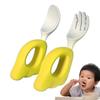 Self Feeding Baby Forks and Spoons Set Dishwasher Safe Baby Feeding Cutlery Set  Learn To Eat