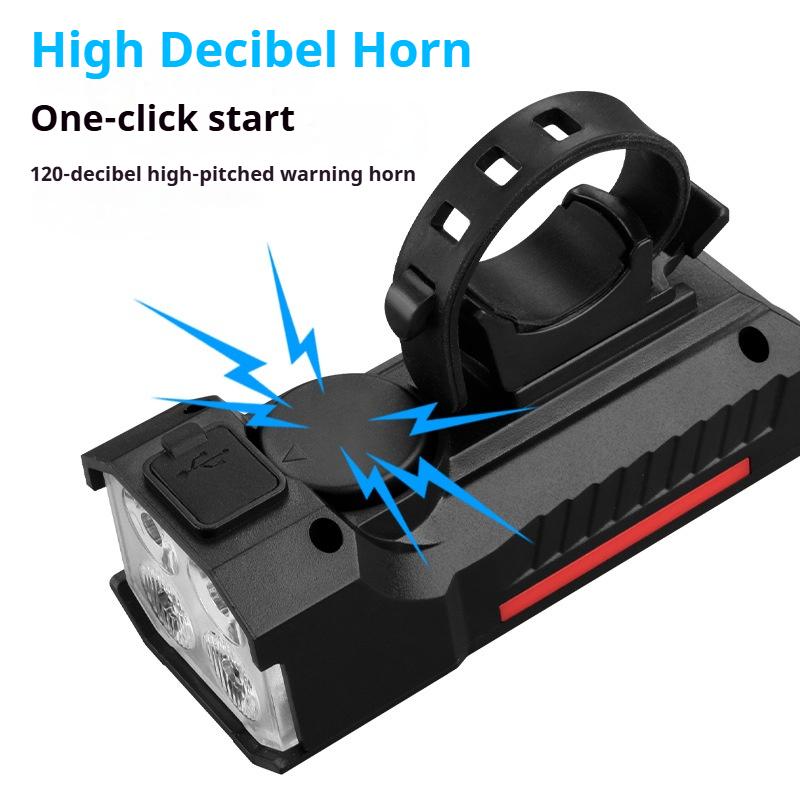 Bike Front Light USB Rechargeable with 120dB Horn Highlight Mtb Road Bicycle Headlight Night Riding Warning Lamp Cycling Light