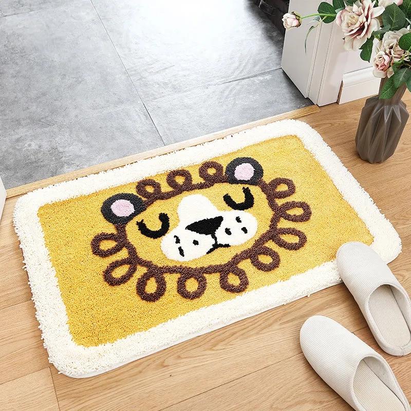 Floor Rug Door Mats Cute Animal Embroidery Bathroom Door Absorbent Pads Toilet Indoor Anti Slip Mats Welcome Mat