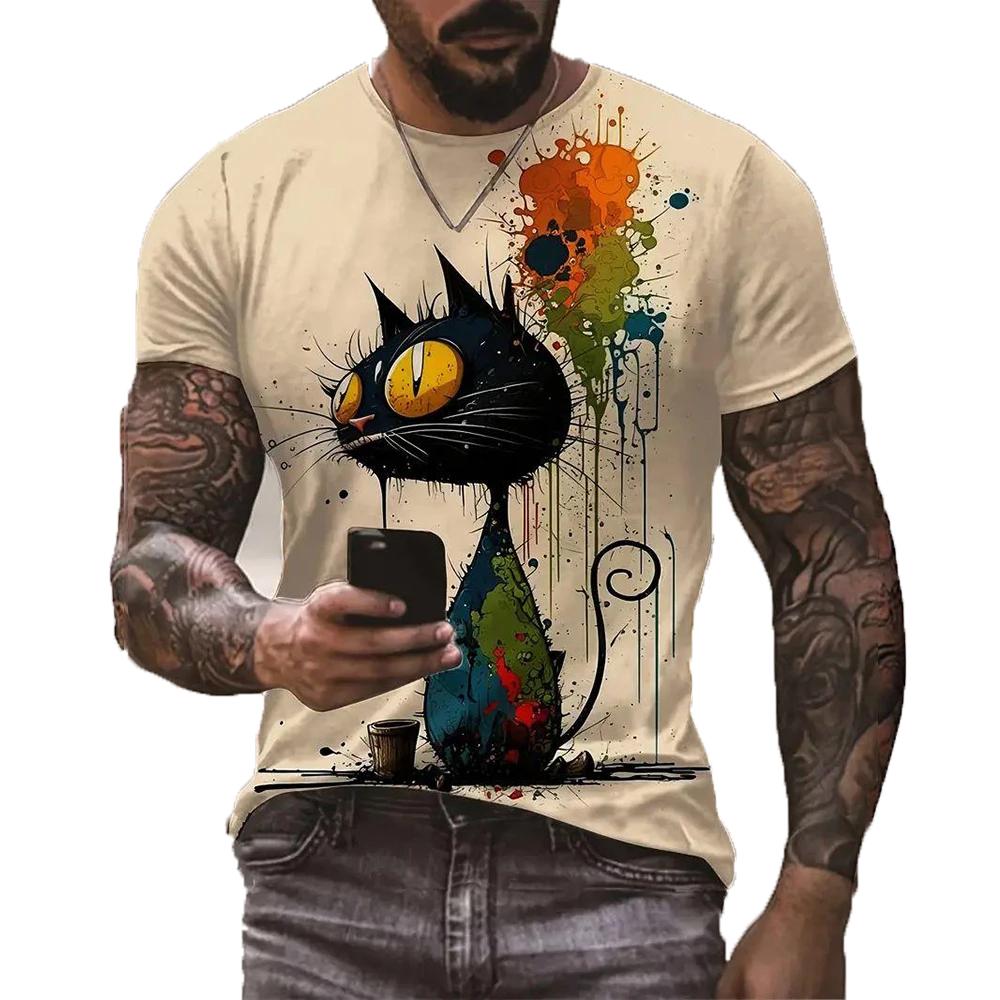 Men's Funny Animal Printed Short Sleeve Male Hip Hop T-shirt Summer Casual Clothes Man Trend Streetwear Harajuku O-Neck Top Tee