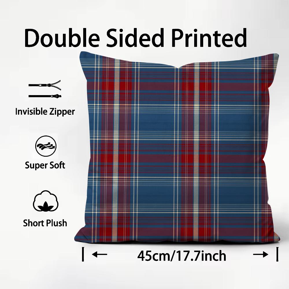 Plaid Luxury Cushion Cover Plush Fabric Soft DoubleSided Printed Sofa Warm Winter Home Child Gift Pillow Case