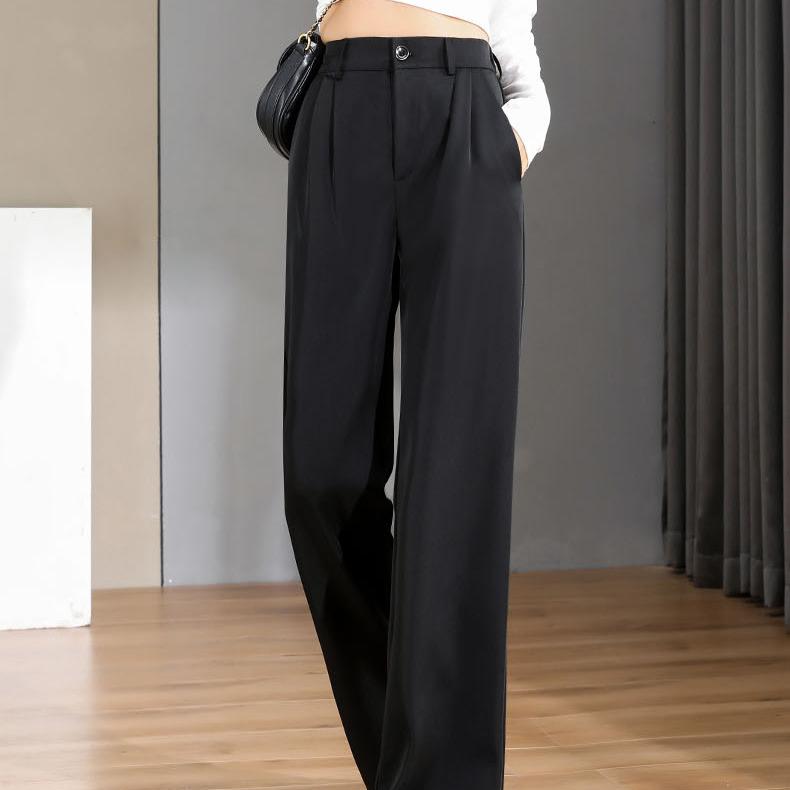 Women's Loose Spring Summer 2025 New High Waist Wide Legs Slim Casual Trousers Korean Fashion Trend Female Suit Straight Pants
