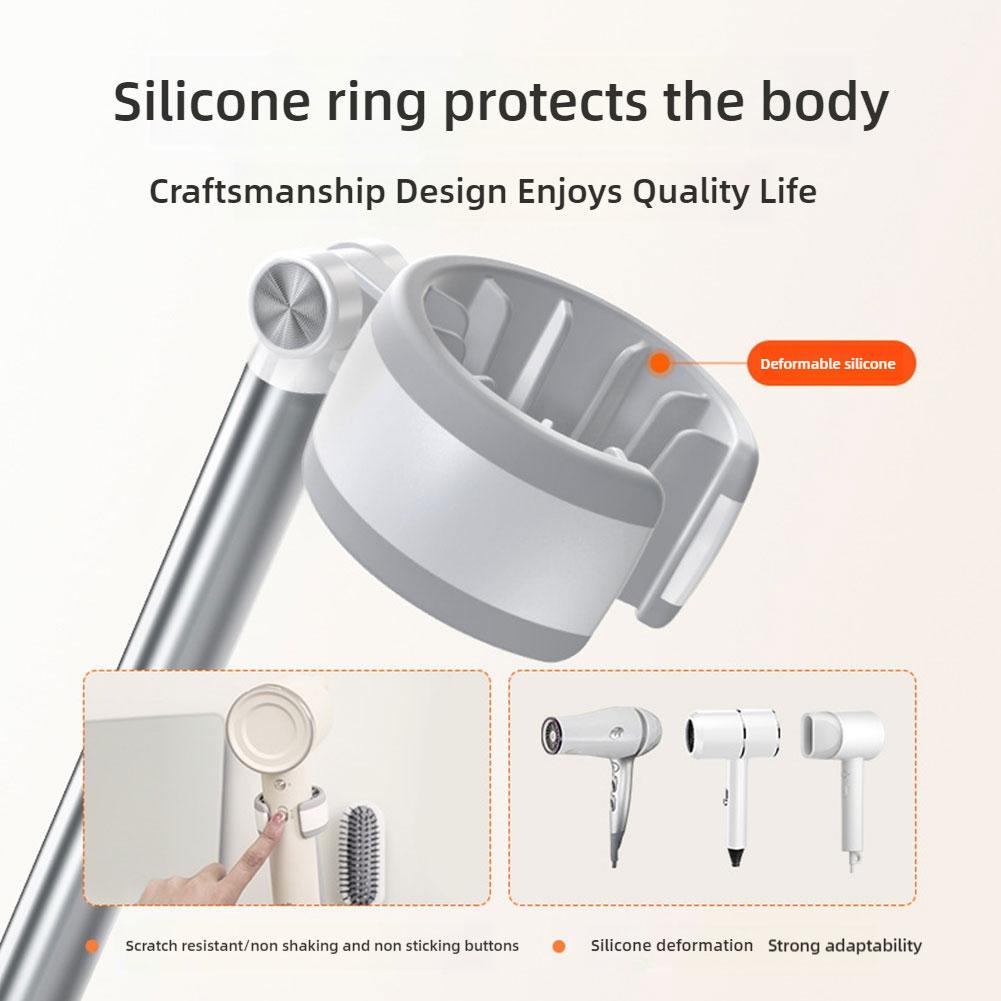 Angle Adjustable Hair Dryer Holder Non-Drilling Wall-Mounted Hair Dryer Stand For Bathroom Free-hand Lazy Storage Rack Shelf