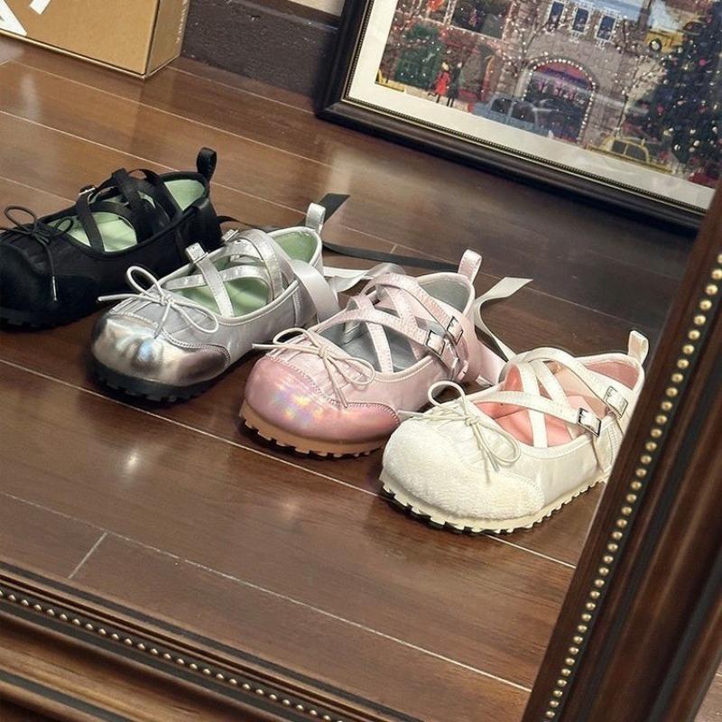 Mode Frühling Überkreuzriemen Damen Ballerinas Mode Elegant Runde Zehenschuhe Damen Komfort Streetstyle Weiche Sohle Ballerinas Schuhe