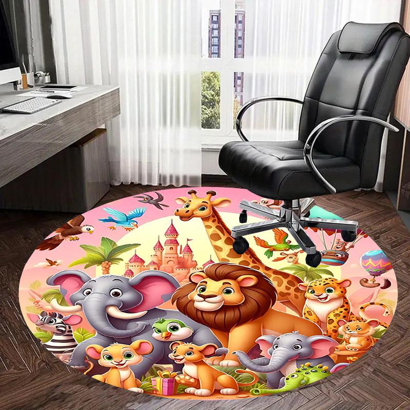 1PC Animal Castle Non-Slip Floor Round Carpet, Office, Family, Bedroom, Large Area Rug Indoor Rugs, Durable PolyesterH0329