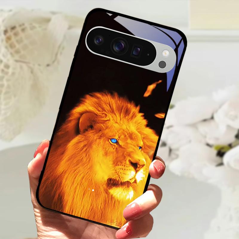 Gehärtetes Glas Handyhülle Für Google Pixel 9 Pro XL Hartes PC Funda Für Google Pixel 9a Pixel9 5G Niedliches Tier Glas Rückseite
