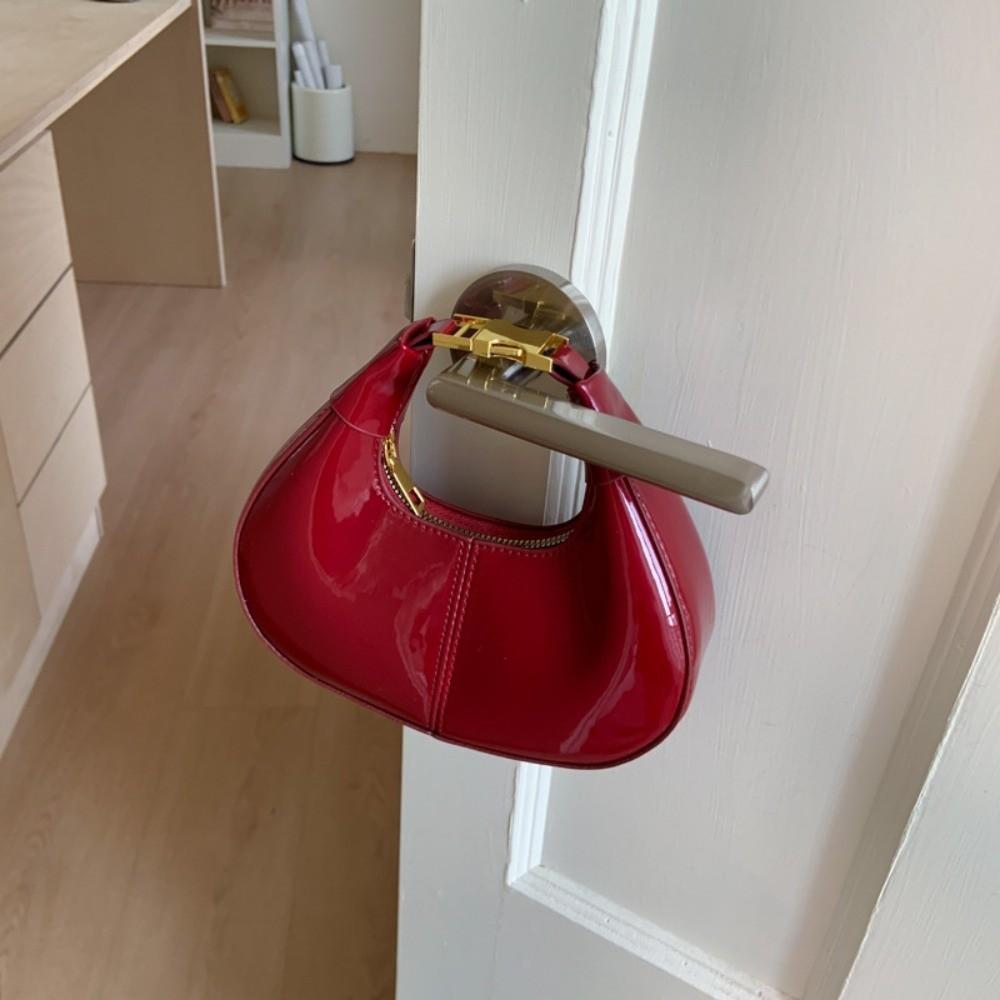 

Solid Color Pu Leather Handbag Simple Women s Coin Purses Trendy Half-moon Crescent Bag Daily червоний