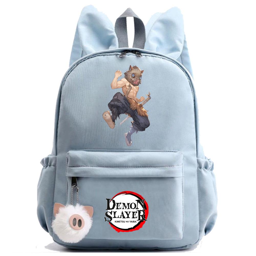 Anime Cartoon Demon Slayer Aufdruck Rucksack für Teenager Kinder Schüler Schultasche Mädchen Damen Große Kapazität Wasserdicht Reisetasche Geschenk Mochila