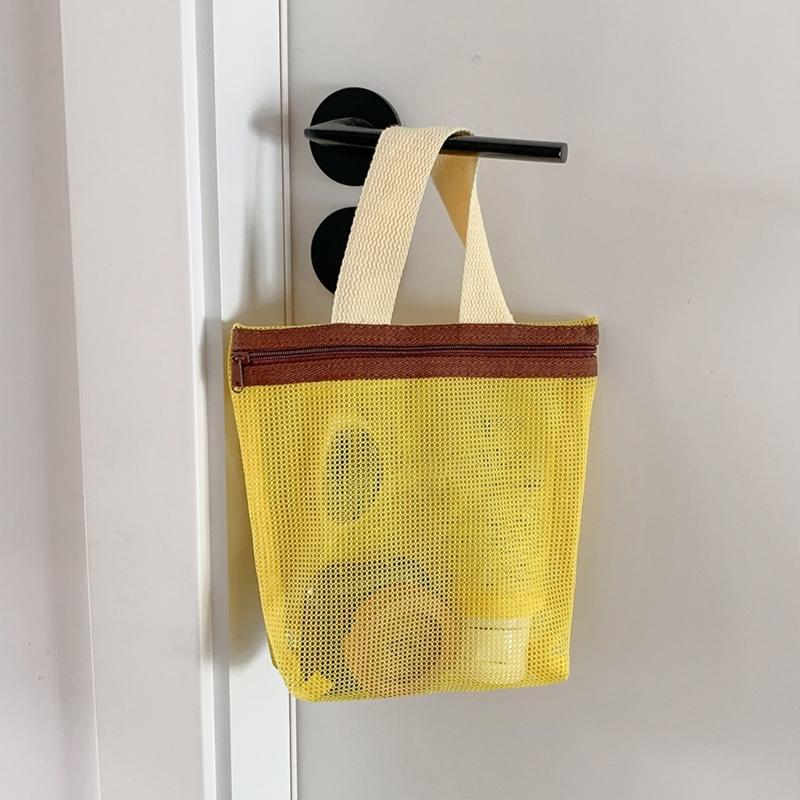 Mesh Pool Toted Bags Mesh Beach Bags with Zipper for Swim,Travel Small Cosmetic Bag Handbags Portable Toiletry Bags
