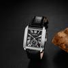 Oidea Herren-Quadrat-Armbanduhr: Wasserdichtes Analog-Quarzwerk mit römischen Ziffern und Lederarmband, Perfekt für den lässigen Alltagsgebrauch, Silber