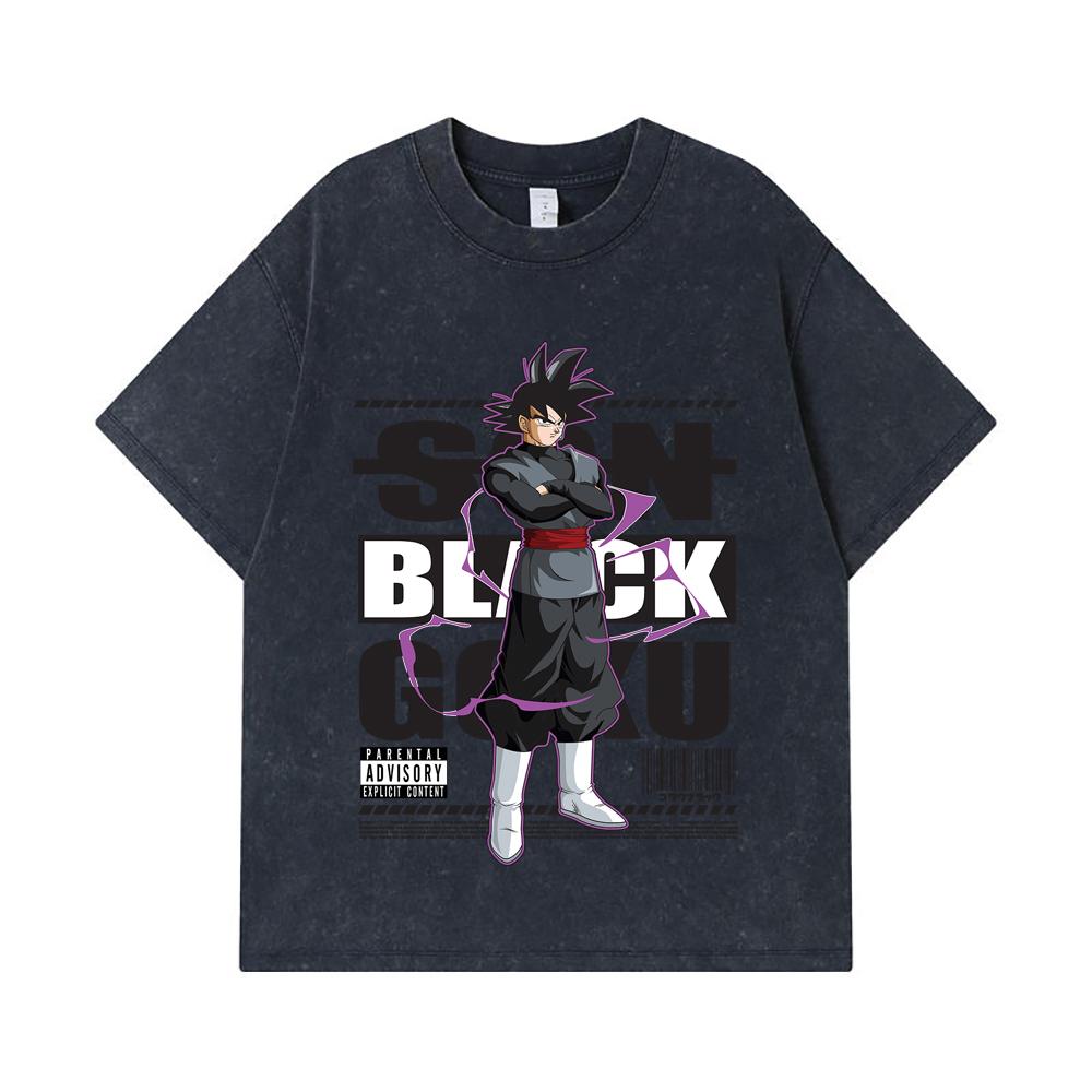 275 GSM Washed T-shirts 100% Cotton Dragon Ball V16 Black Goku Print Unisex Heavy Cotton T Shirt