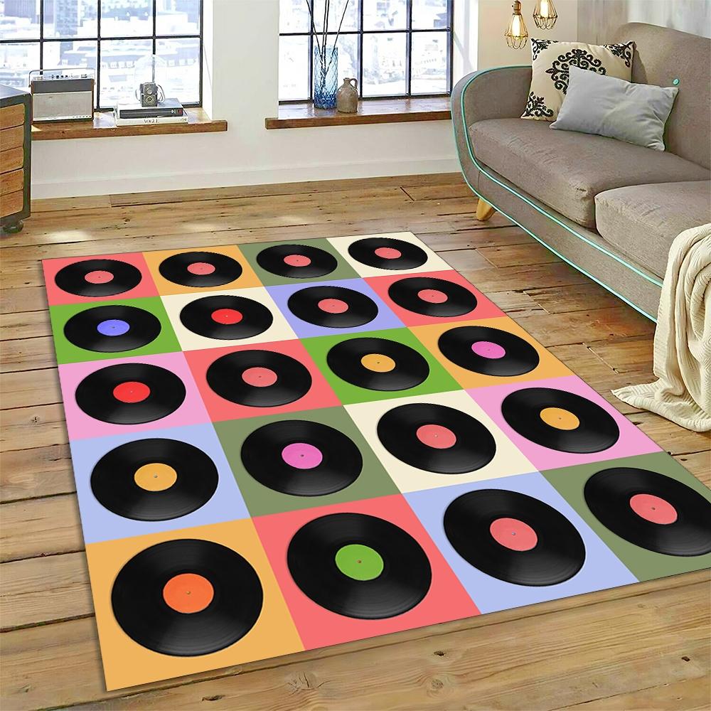 Vinyl Record Music DJ Screen tape Rug Carpet for Living Room Bedroom Home Decor,Floor Mat Non-slip Decoration for Sofa Doormat