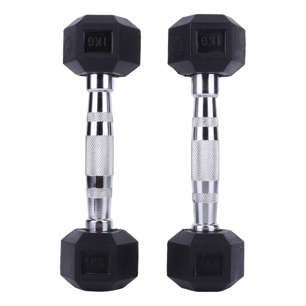 2PCS Hex Dumbbell 1KG Strength Exercise Versatile Support Fitness Dumbbell Full-Body Workout for Strength Training