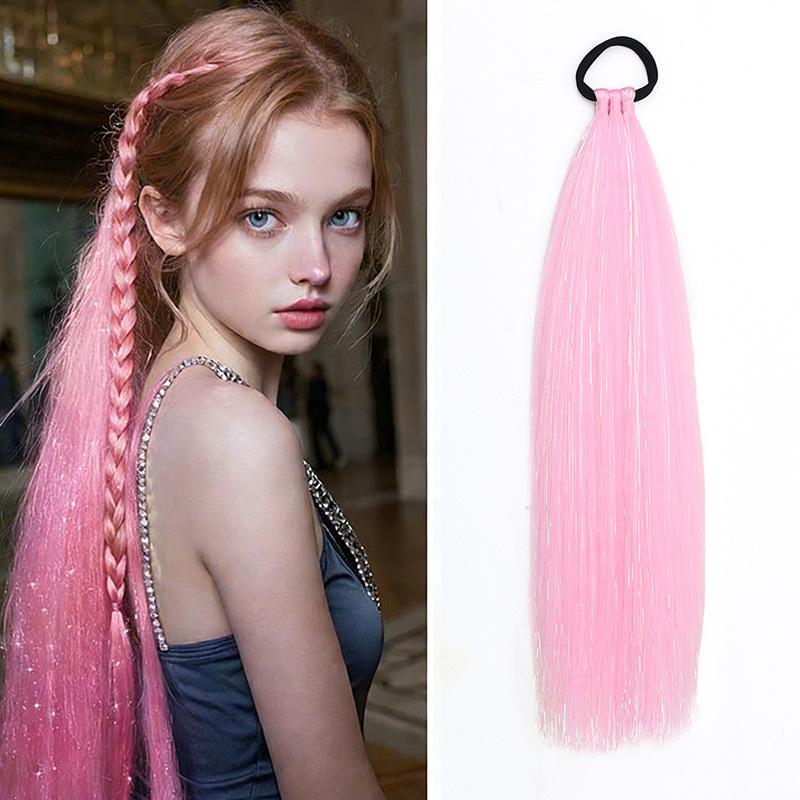

Colored Hair Extensions for Braids Ombre Ponytail Extension Colorful 18 inch Crazy Tinsel Hair Day Accessories for Women