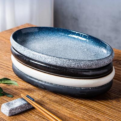 Kreative lade fisch platte haushalt spezielle elliptische platte für hacken pfeffer kopf set Fisch keramik dampfenden fisch platte