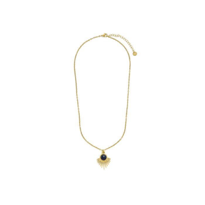 Collier - LUXENTER - Ankyo - Lapis-lazuli naturel - Finition or jaune 18 carats - Acier hypoallergénique