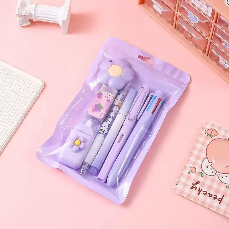 7-Pcs Stationery Set Premium Student Learning Kit Smooth Writing Neutral Pens Ideal Graduation Gift for Teens