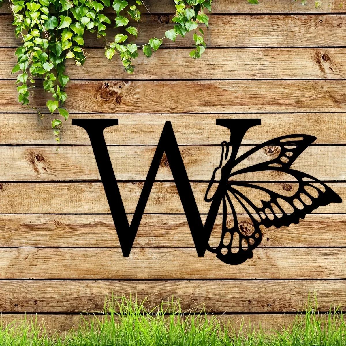 1 шт. Металлический знак с монограммой в виде бабочки - все буквы. Металлические — фото 8