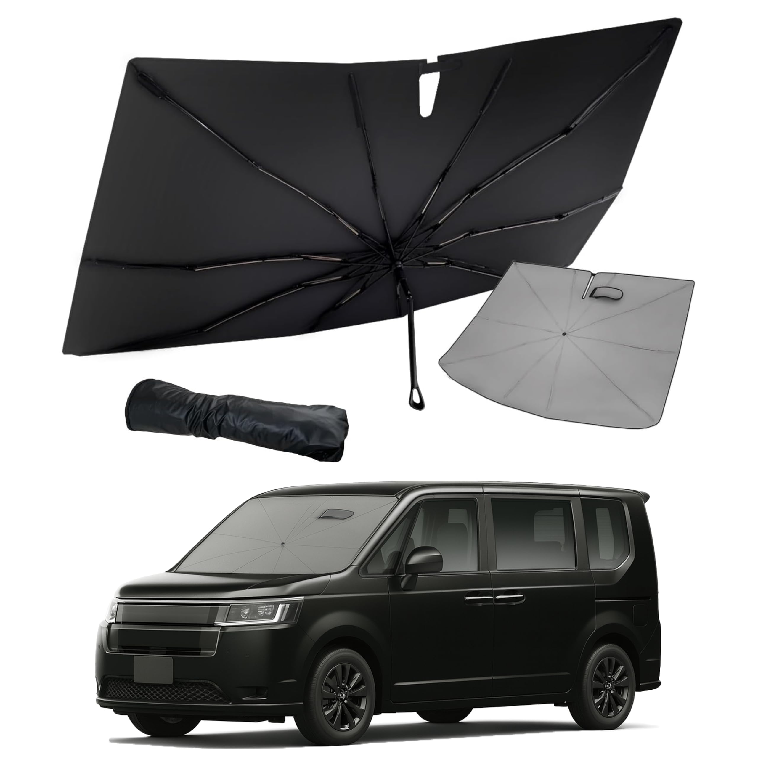 

Stepwagon Compatible Silicone Umbrella Car Sun Easy Storage Bag Compact Design [2026 Latest] RP6/RP7/RP8 Sunshade, Grip, Type, Sunshade, Protection, чёрный