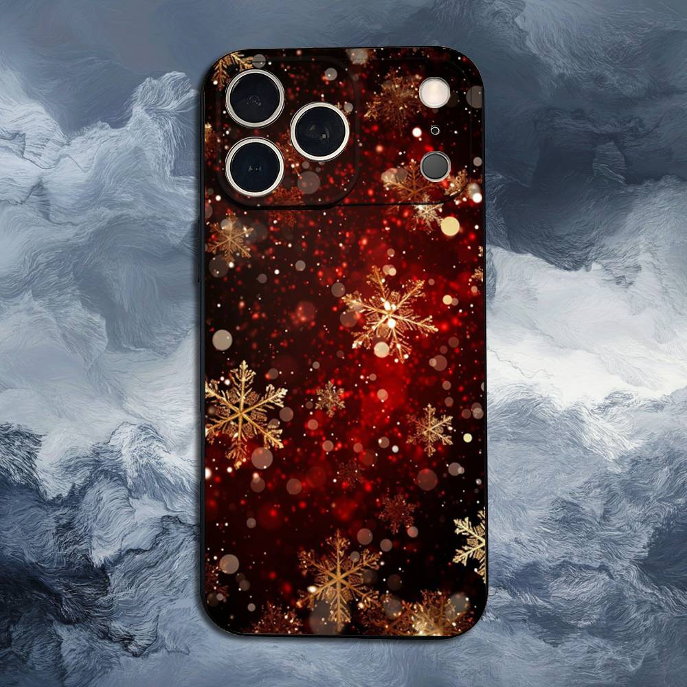 

Art Christmas Snowflakes For iPhone 12,16,11,14,15,17,13,X,Mini,SE,XS,Plus,Pro Max,8,7,XR,Soft Silicone Black Case iphone16e