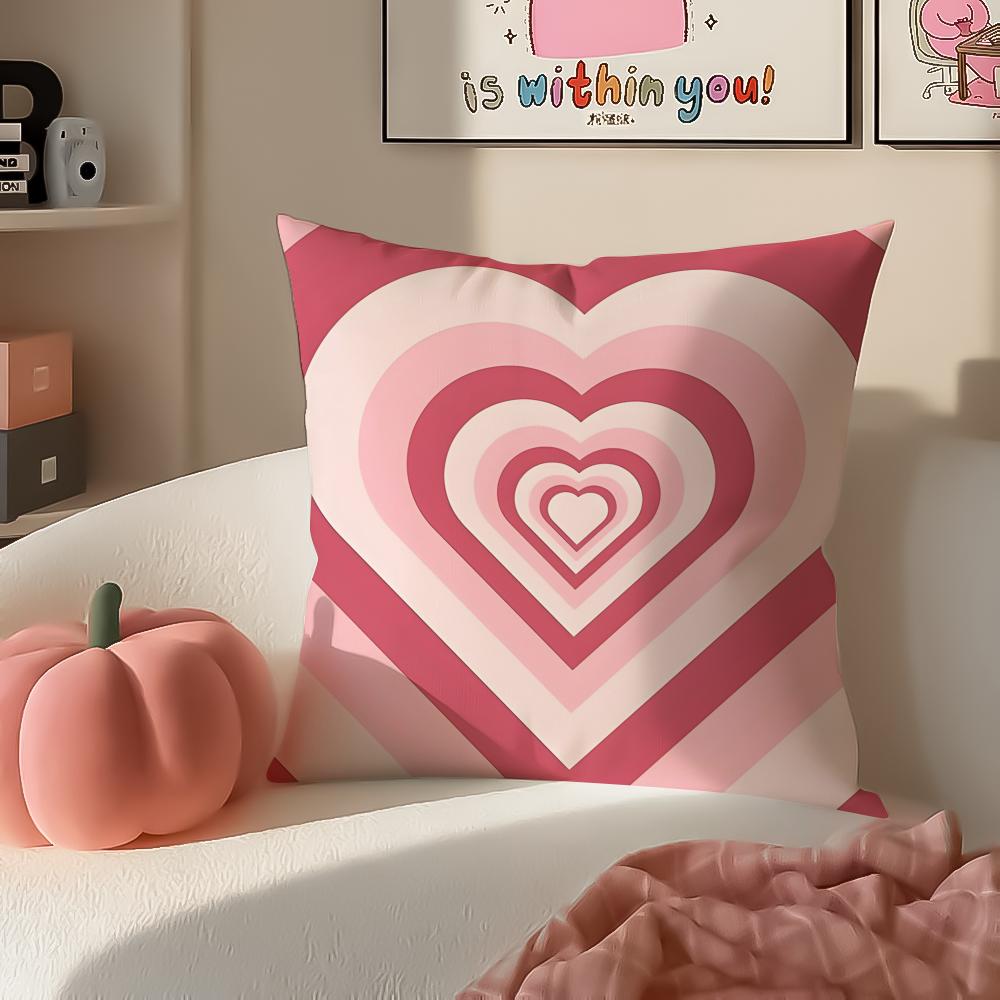 Sweet Romantic Cute Art Heart Shape Cushion Cover Pillowcase Short Plush Invisible Zipper Room Sofa Cushion Cover