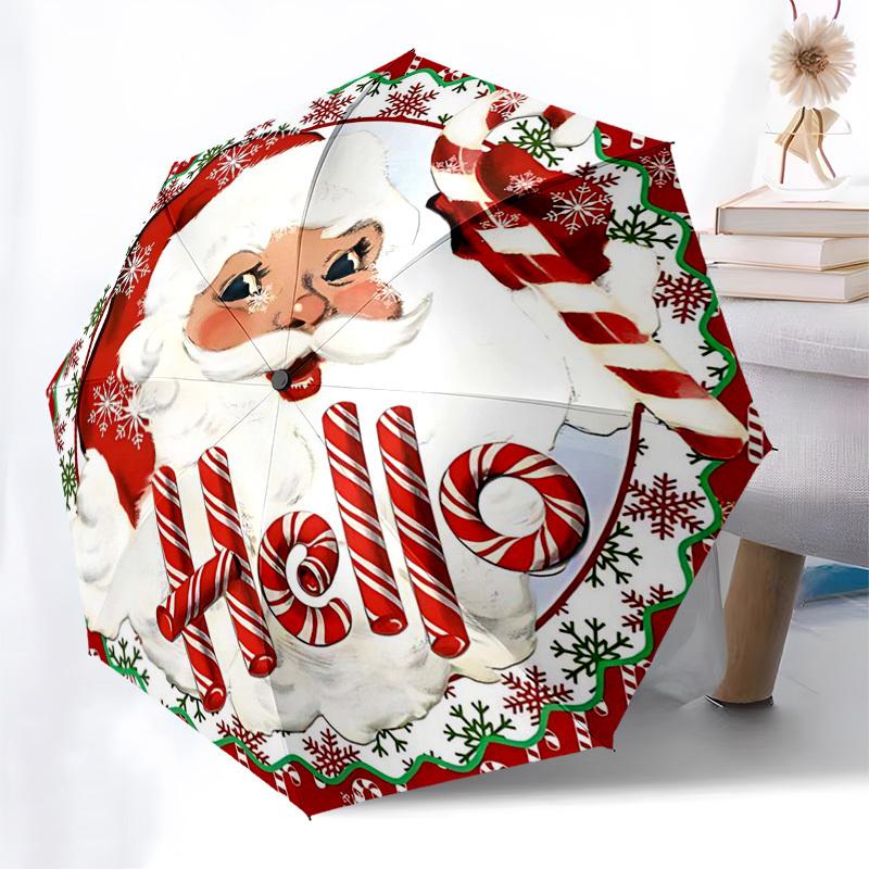 

1pc Stained Glass Christmas Tree with Presents, Auto Open Close Umbrella, Portable Folding Design, 8-Bone Iron Frame, Outdoor Umbrella, Festive Gift f