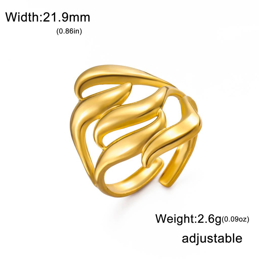 Cazador Geometric Wavy Ripple Women's Ring Adjustable Stainless Steel Finger Rings Trend 2025 Jewelry Wholesale Birthday Gifts