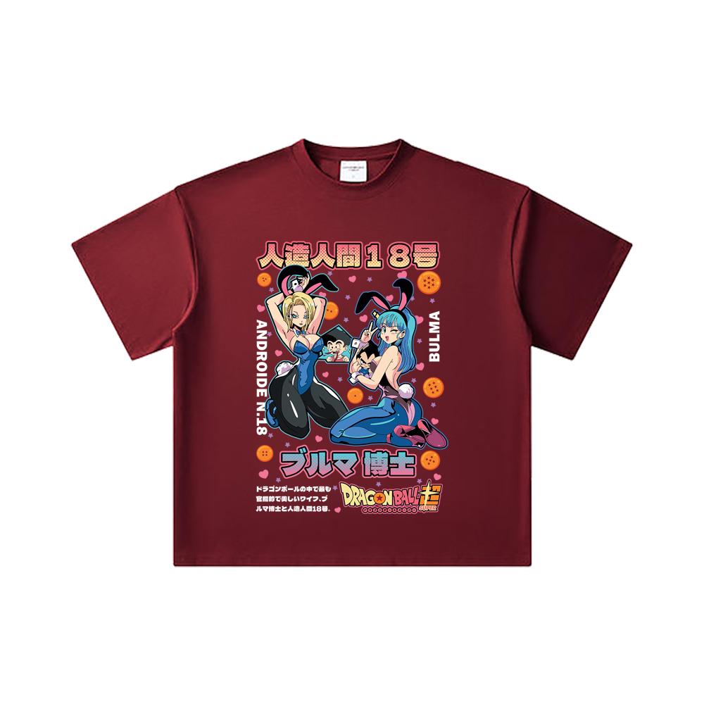 260 GSM Double Yarn 32 Count 100% Cotton Dragon Ball V26 Bulma Android Print Unisex Heavy Cotton T Shirt