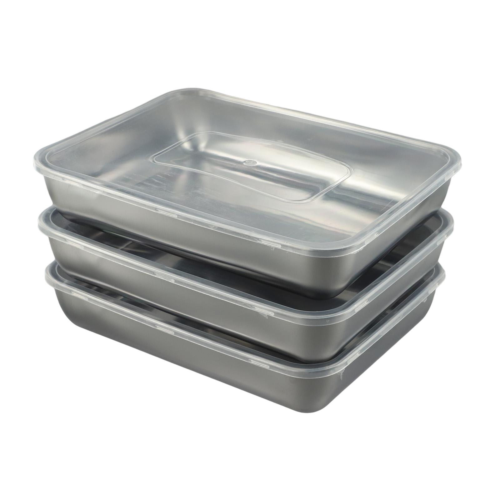 

3PCS Leak Proof Stainless Steel Food Storage Box with Effective Sealing Lid