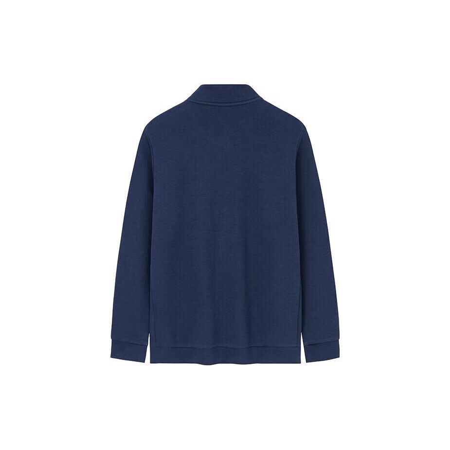 Anta Solid Color Zip Stand Collar Jacket Men Jackets Midnight-Blue 152347741-1