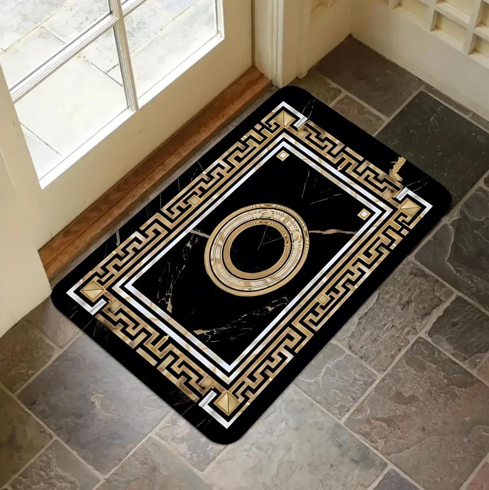 Black Gold Marble Patterned Door Mat WELCOME Rug Living Room Bedroom Entry Doormat Nonslip Floor Mat Sofa Foot Mat Kitchen Mat