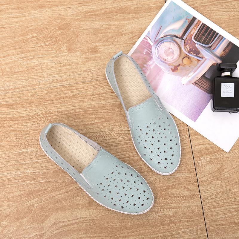 Genuine Leather Women Soft Sole Walking Shoes Girl Student Jooging Sneaker White Black Flats Female Casual Skate Trainers Summer