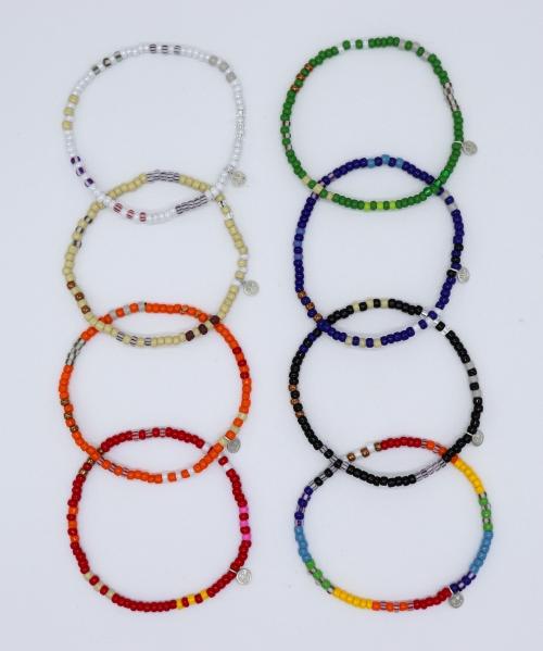 Bonbeau Solid And Pattern Color Mix Layered Bracelet Smile Mini Charm Color Mix Layered Bracelet