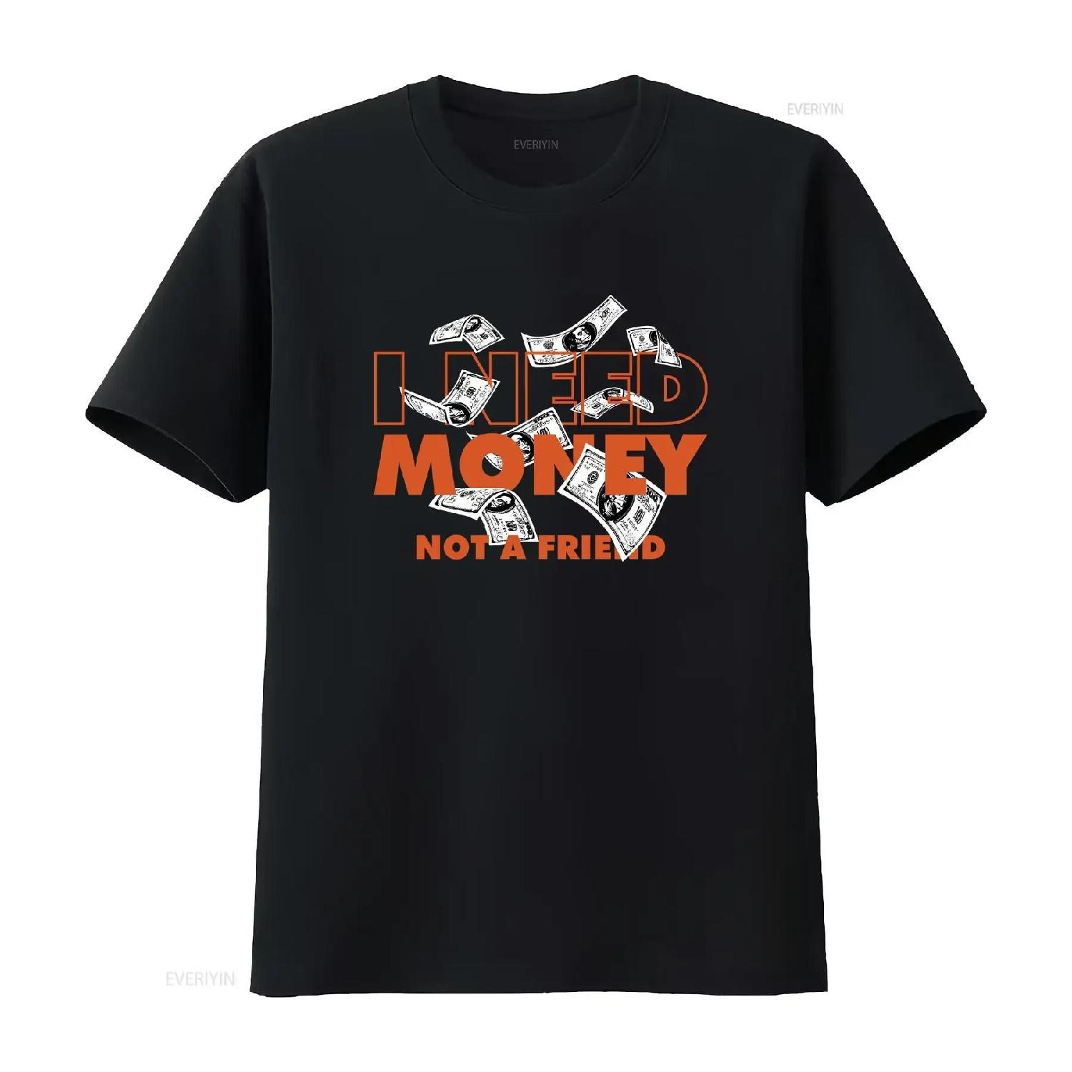 

I Need Money T Shirt Bold StatemenT with Flying Dollar Bills Design in Orange White vintage Washed Breathable graphic XXXXXL чорний