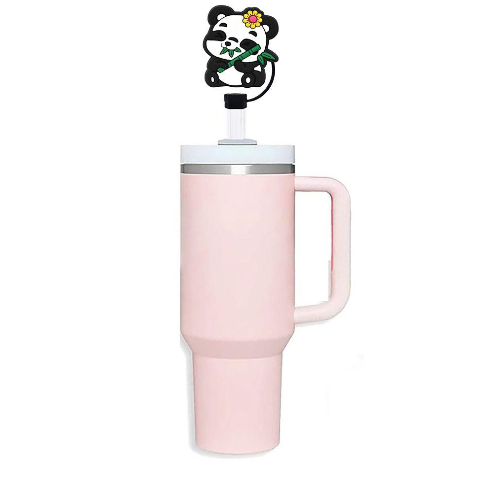 Portable Cute Panda Straw Tips Covers Good Sealing Dust-Proof Straw Topper Party Supplies Straw Tips Lids for 10mm Straw