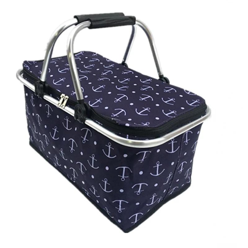 Car Oxford Outdoor Picnic Insulation Storage Basket Refrigerated Food Delivery Box Folding Shopping Basket Trunk Storage Box