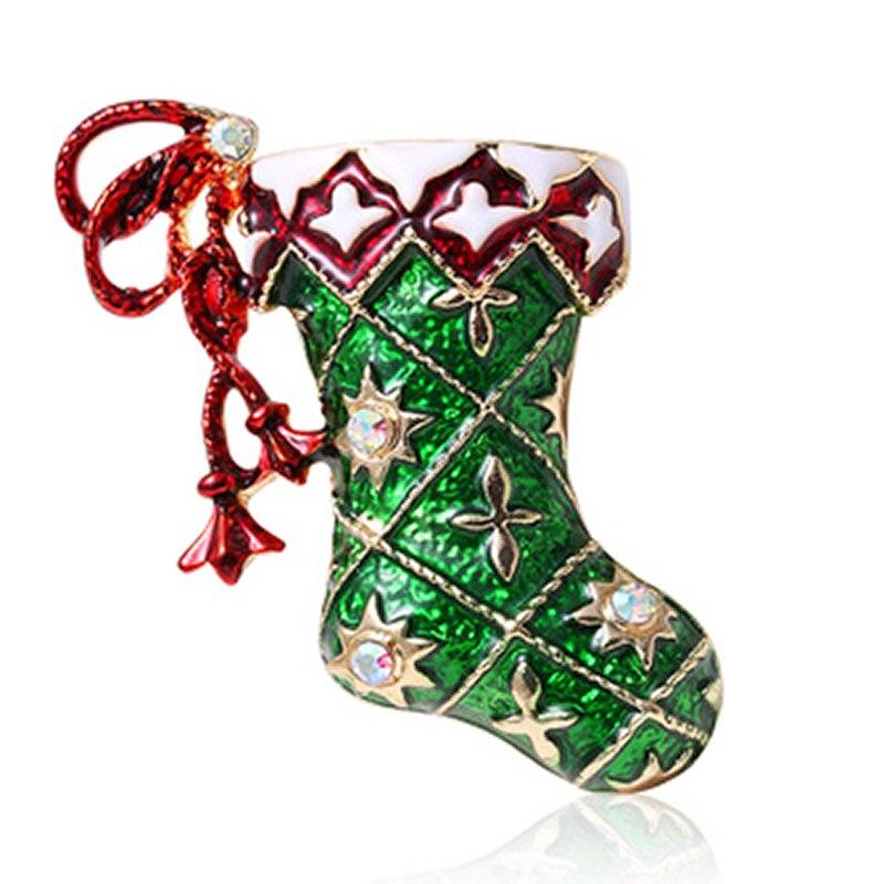 

Рождественская брошь Blucome с эмалью, зеленый носок, корсаж для женщин, мужчин, детская одежда, шляпа, булавка для хиджаба, рождественские аксессуары, подарки зелёный