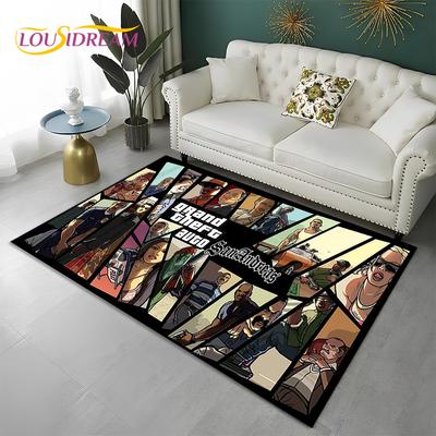 Grand Theft Auto Spiele 3D GTA Gamer Teppich Teppich für Zuhause Wohnzimmer Schlafzimmer Sofa Fußmatte Dekor, Kinderbereich Teppich Rutschfeste Bodenmatte