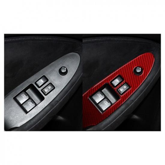 2 szt. Czerwona osłona panelu przełączników podnoszenia szyb z włókna węglowego Wykończenie Dla Nissan 370Z 2009+