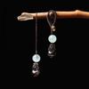 Silver Obsidian & Blue Chalcedony Pi Xiu Lanyard Keychain - Unisex Car & Phone Pendant