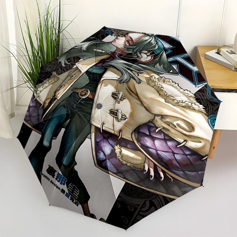 

1pc Outdoor Umbrella with Graffiti Design: Automatic Opening/Closing, Portable Tri-Fold Design, 8-Rib Iron Frame, Perfect Gift for Fan